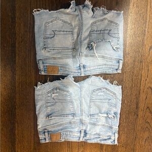 2 pairs Distressed Light Blue Denim Jean shorts